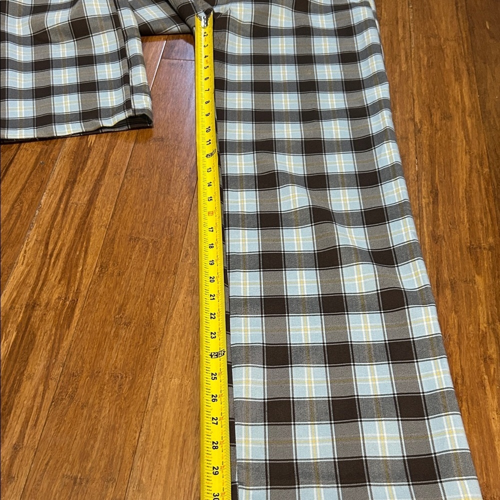 Urban Outfitters Checkered Trousers Size 2 Brown Cream Plaid Straight Leg Pants - Picture 6 of 10